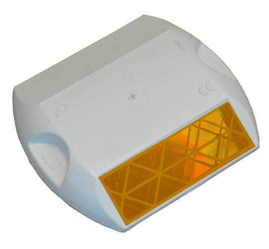 White molded plastic with a yellow reflective strip