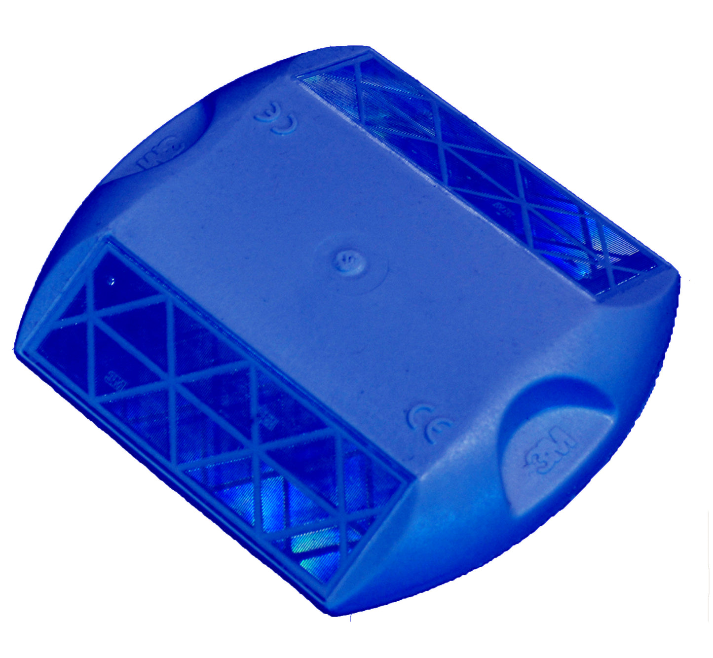 Blue molded plastic with 2 blue reflective strips