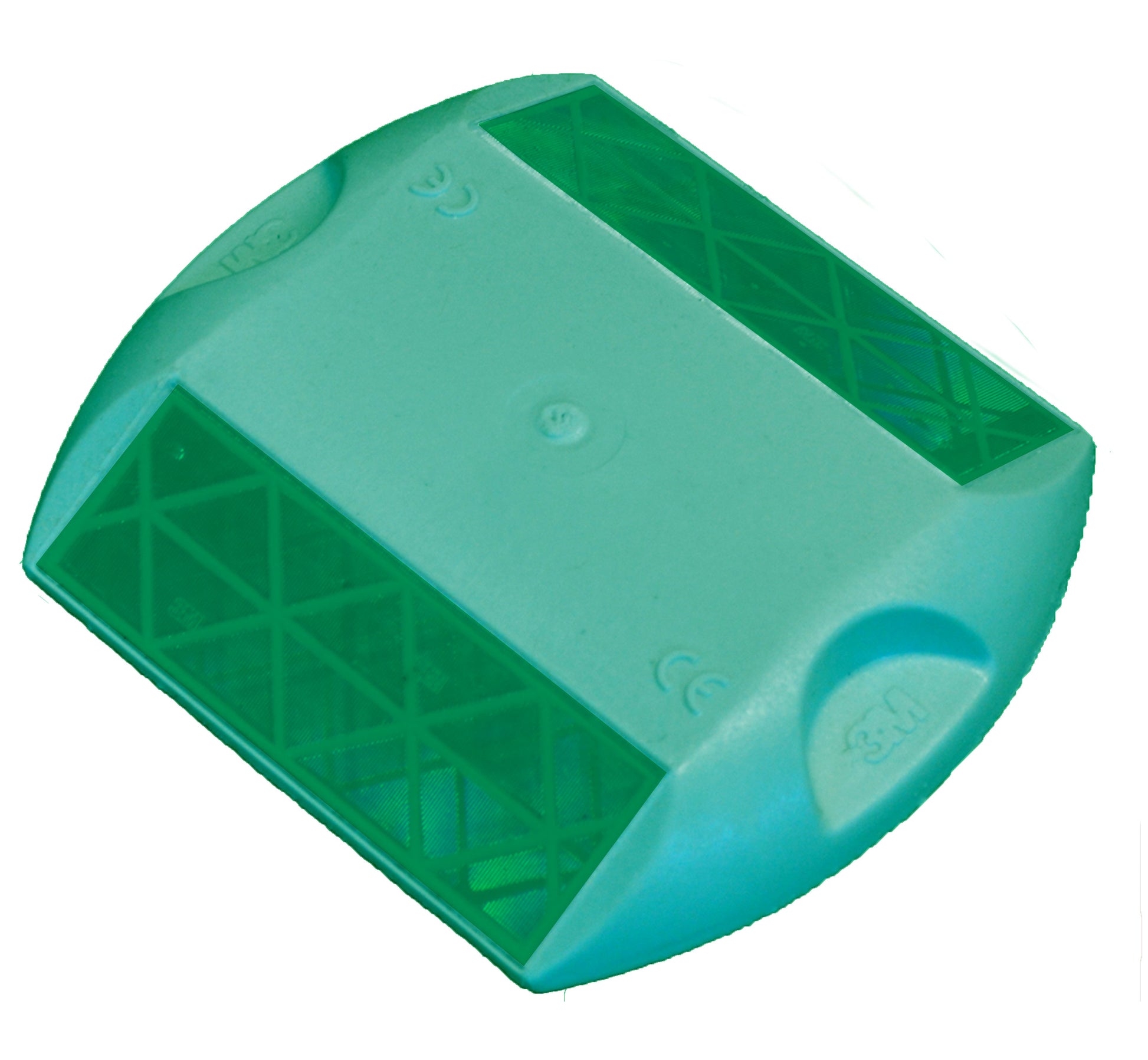 Green molded plastic with 2 green reflective strips