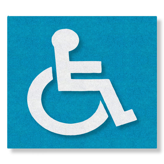 White handicap symbol on a blue box