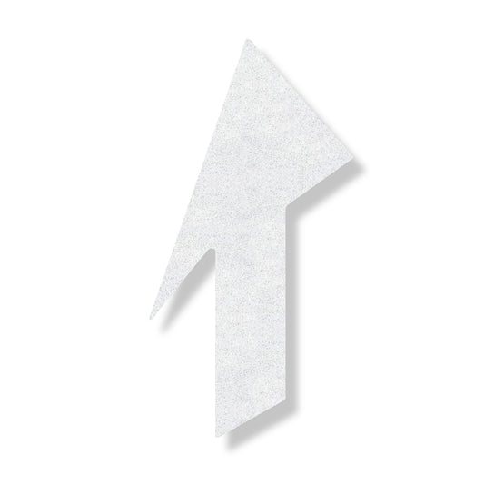 Angled straight arrow in white