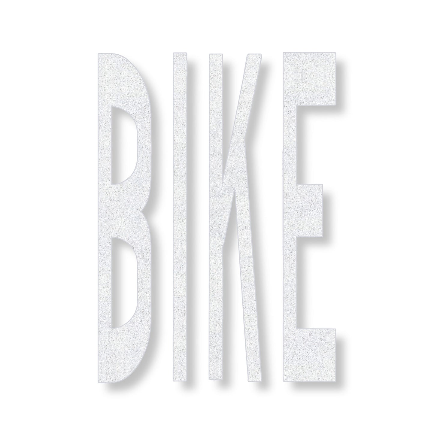 White word BIKE in all capitals