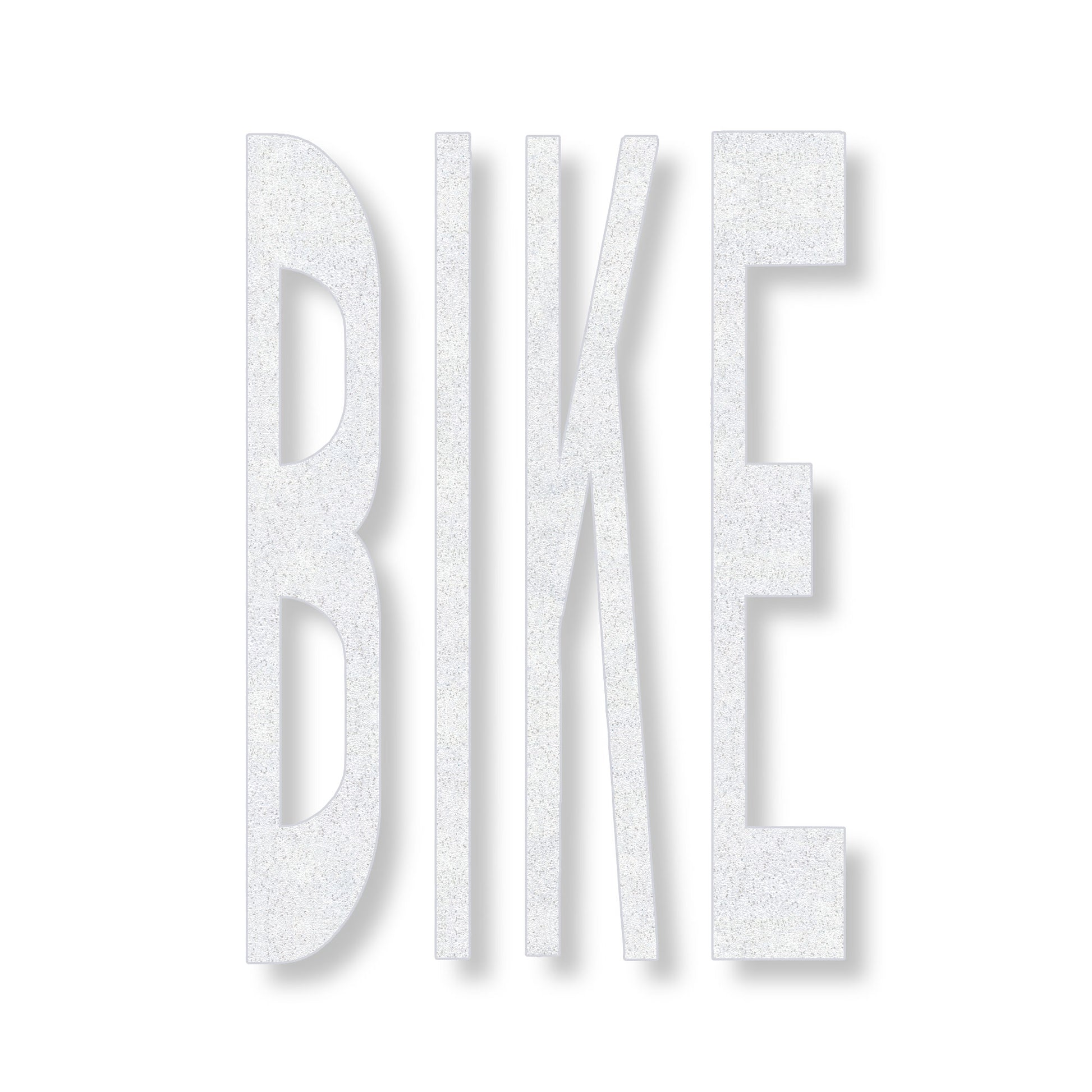 White word BIKE in all capitals