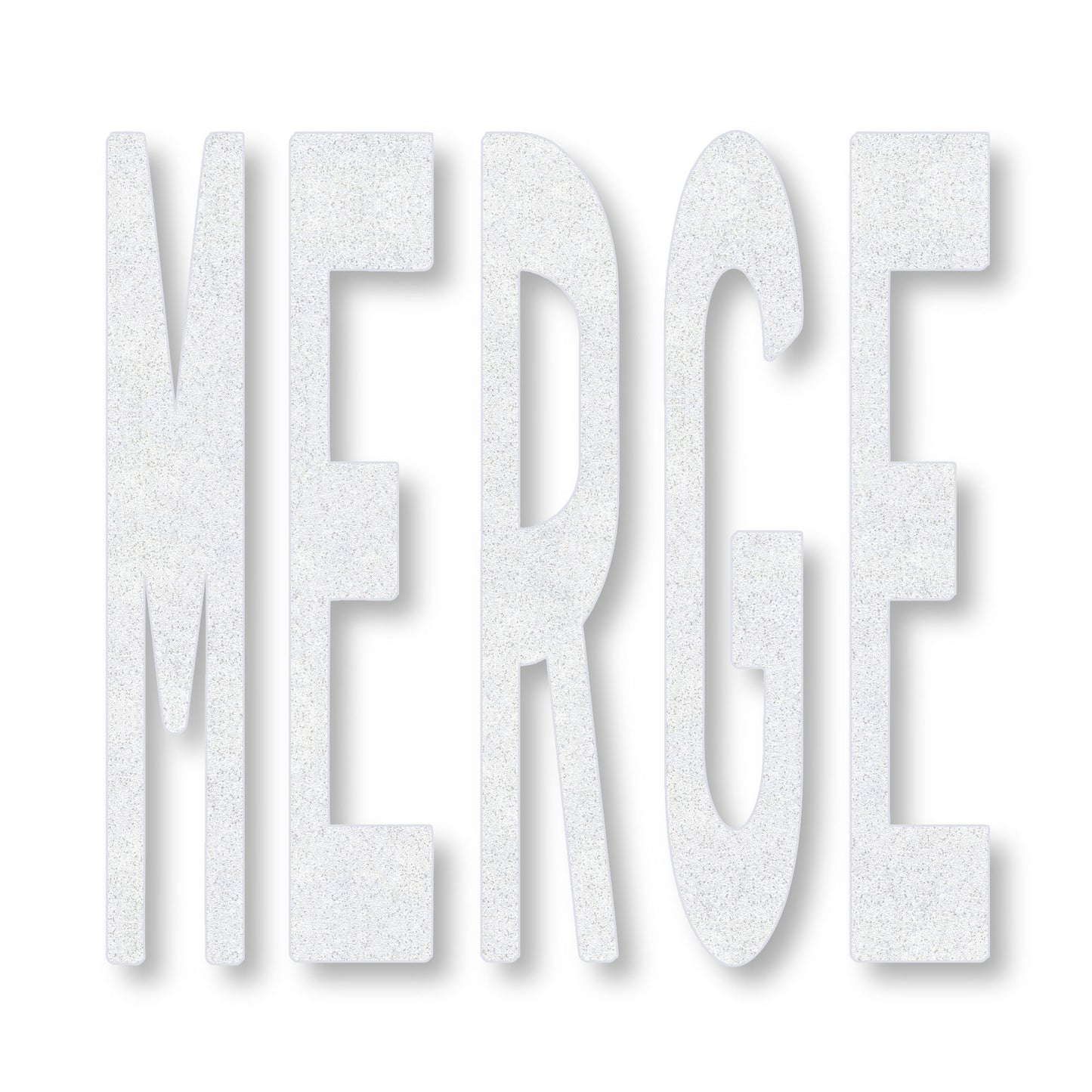 MERGE in all caps in white