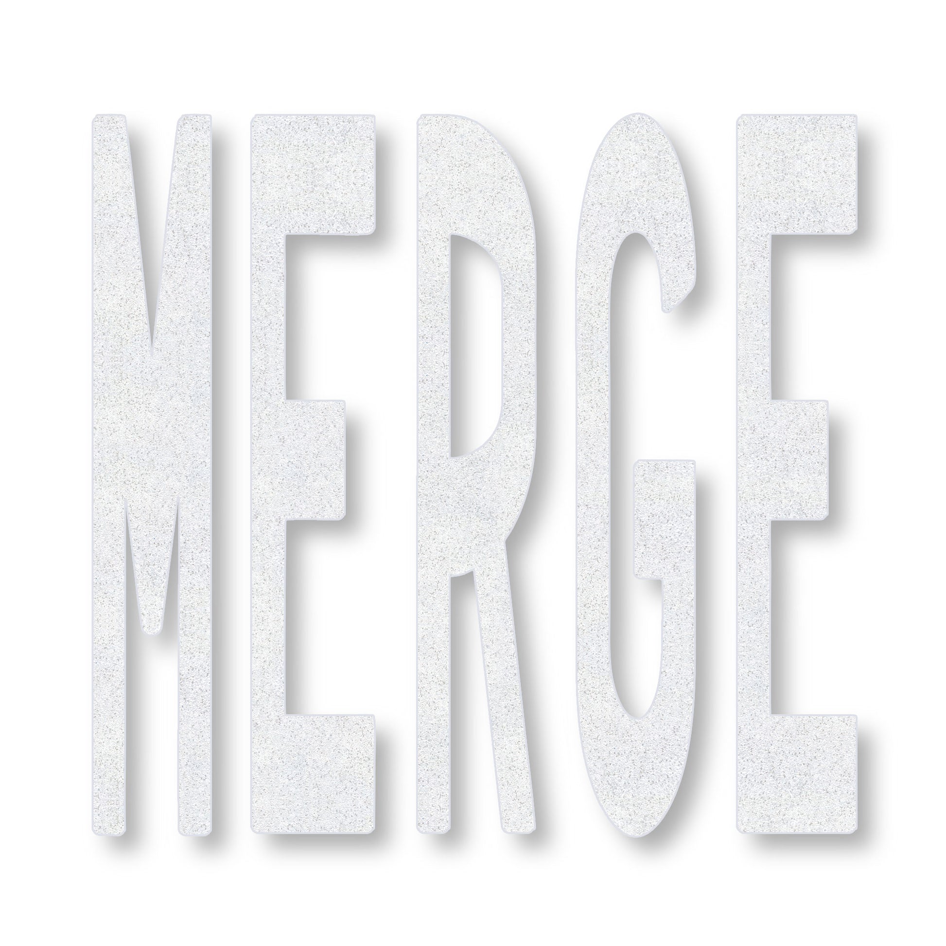 MERGE in all caps in white