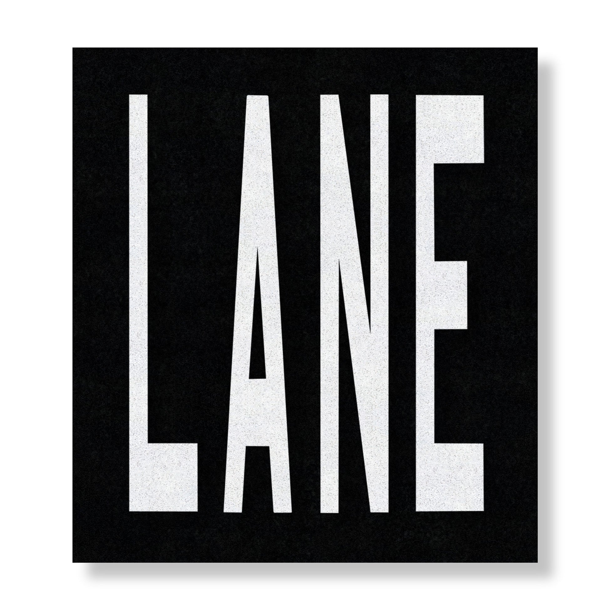 White text LANE in all capital letters on a black rectangle.