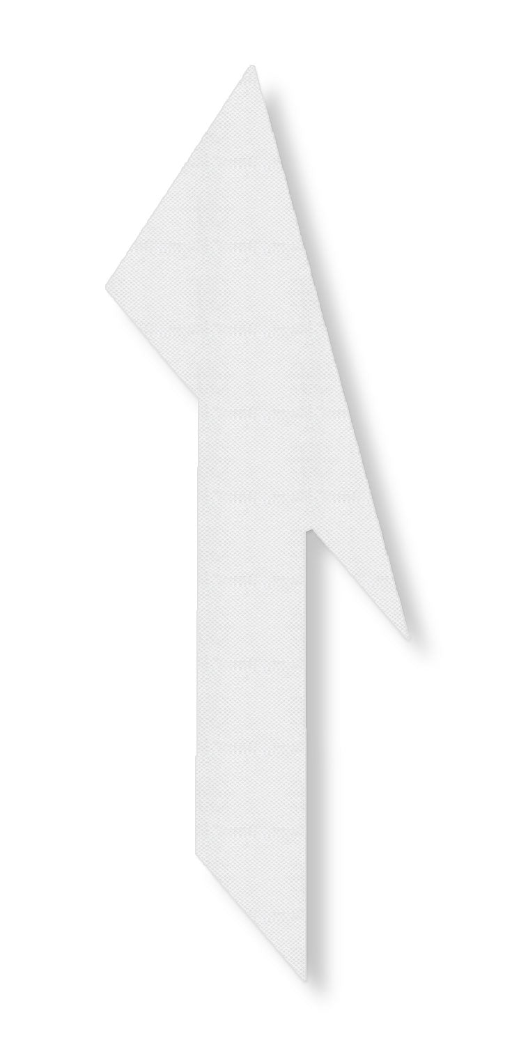 Straight arrow tilted to the right in textured white tape