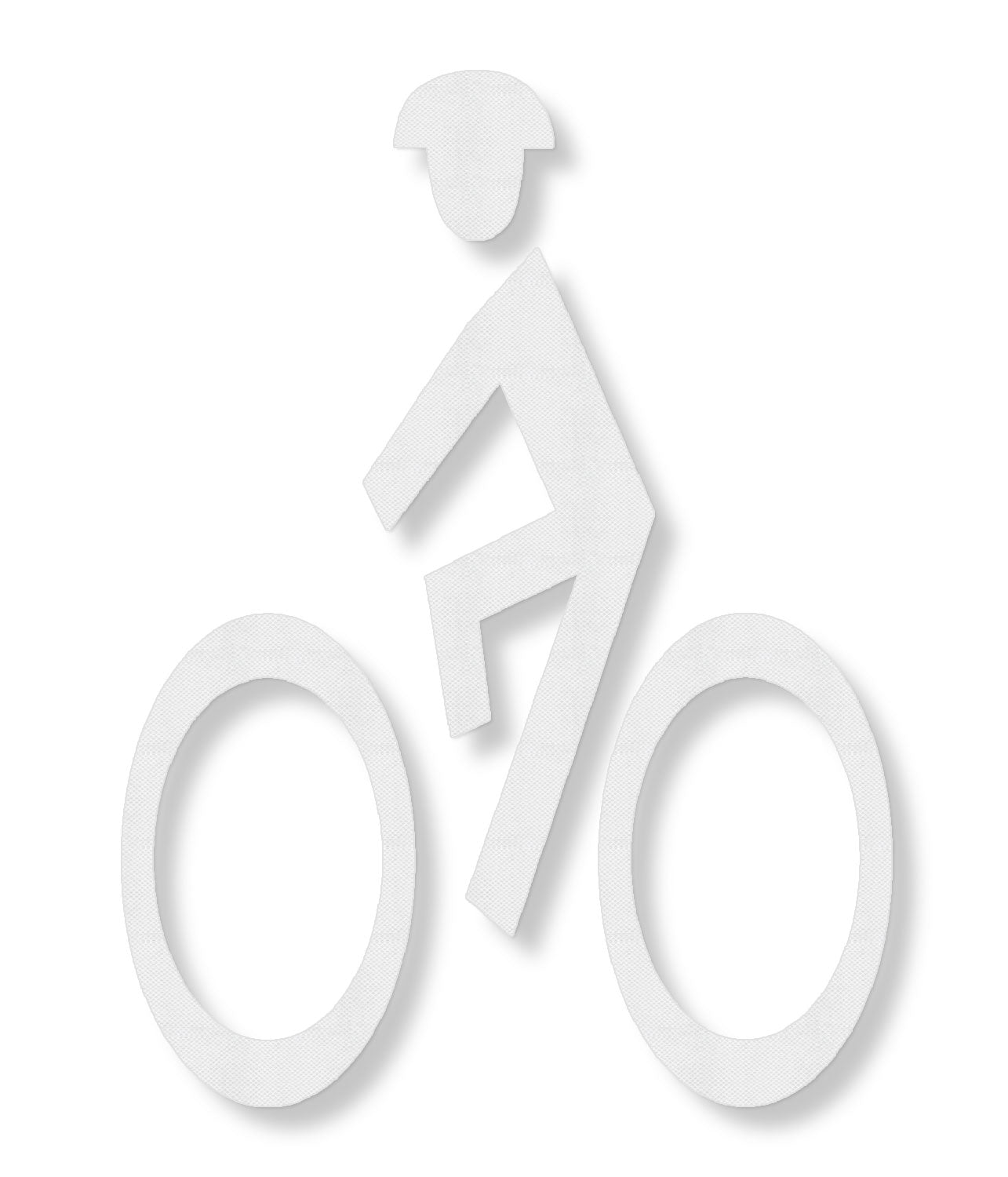 Figure on bike facing left in textured white tape