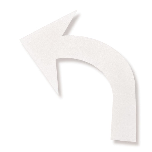 White turn arrow pointing left in textured white tape