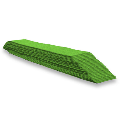 A stack of green preformed thermoplastic lines